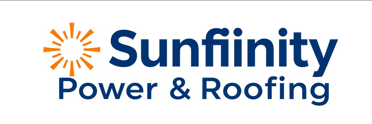 Sunfinity Power &amp; Roofing company logo for residential solar installation branding.