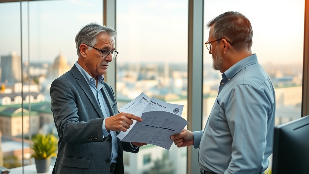 Advisor discusses solar financing options and incentives with clients in office
