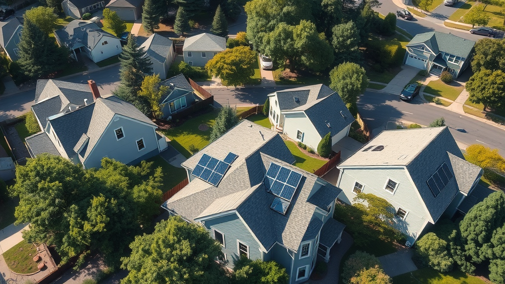Neighborhood in New England featuring multiple customized solar installations
