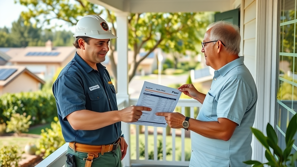 Solar expert explains solar energy rebates to homeowner with solar panels