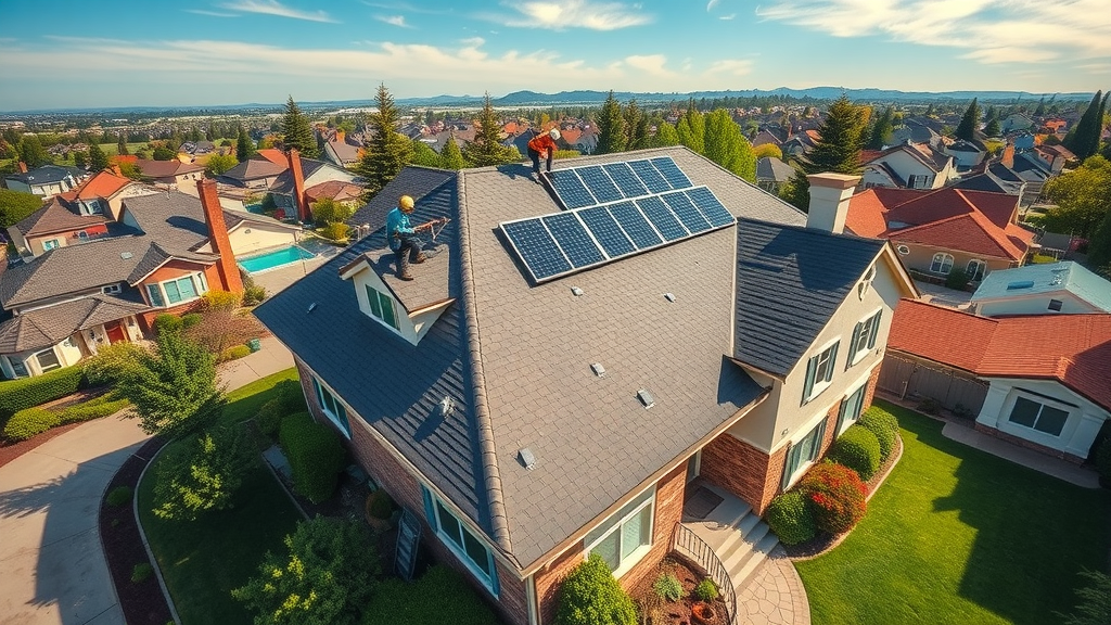 Team of experts installing roofing and solar panels with care and precision