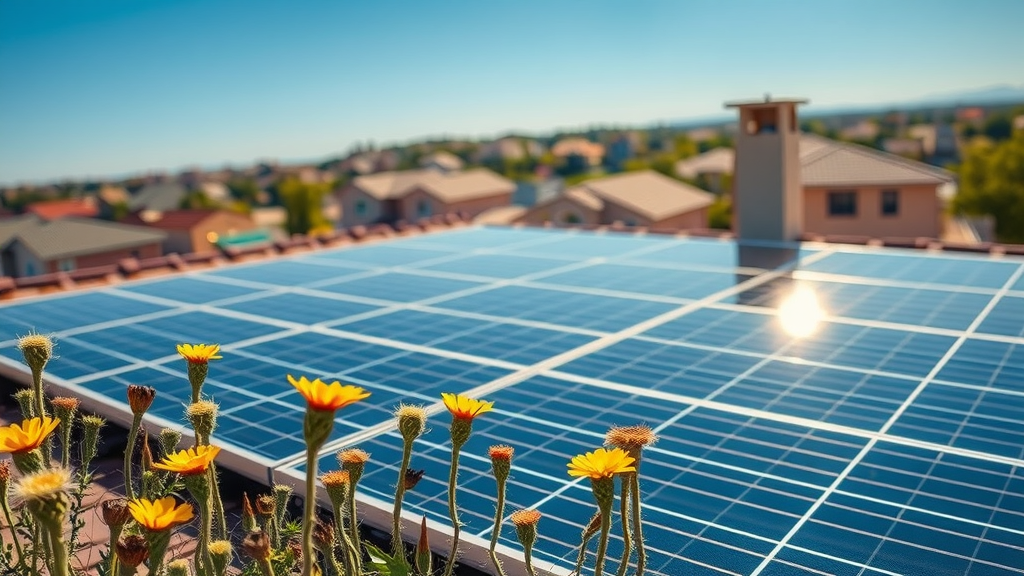 Detailed Texas home solar panels with wildflowers show local solar incentives