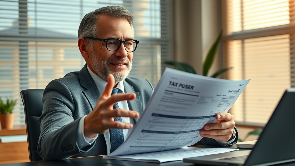 Professional tax advisor reviews solar panel tax documents illustrating how solar tax credits influence solar lease vs buy quotes decision