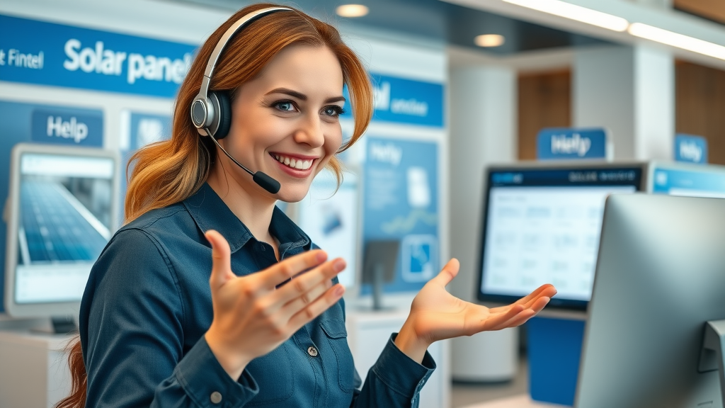 Friendly customer service agent answers questions about solar lease vs buy quotes and financing options