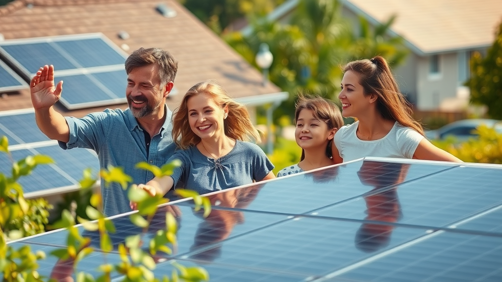 Family discussing rooftop solar panels demonstrating solar industry power imbalance solutions