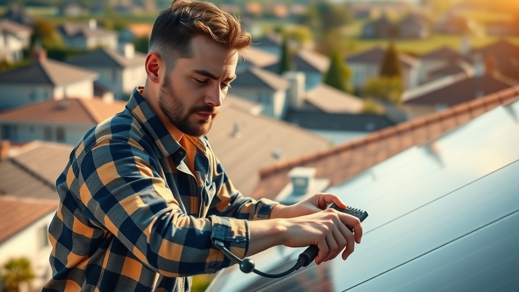 Entrepreneur installing solar panels demonstrating support for decentralized solar energy